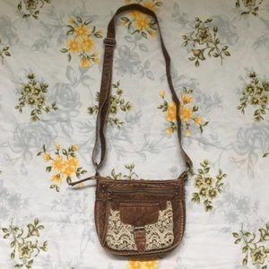 Brown & Lace Crossbody Purse